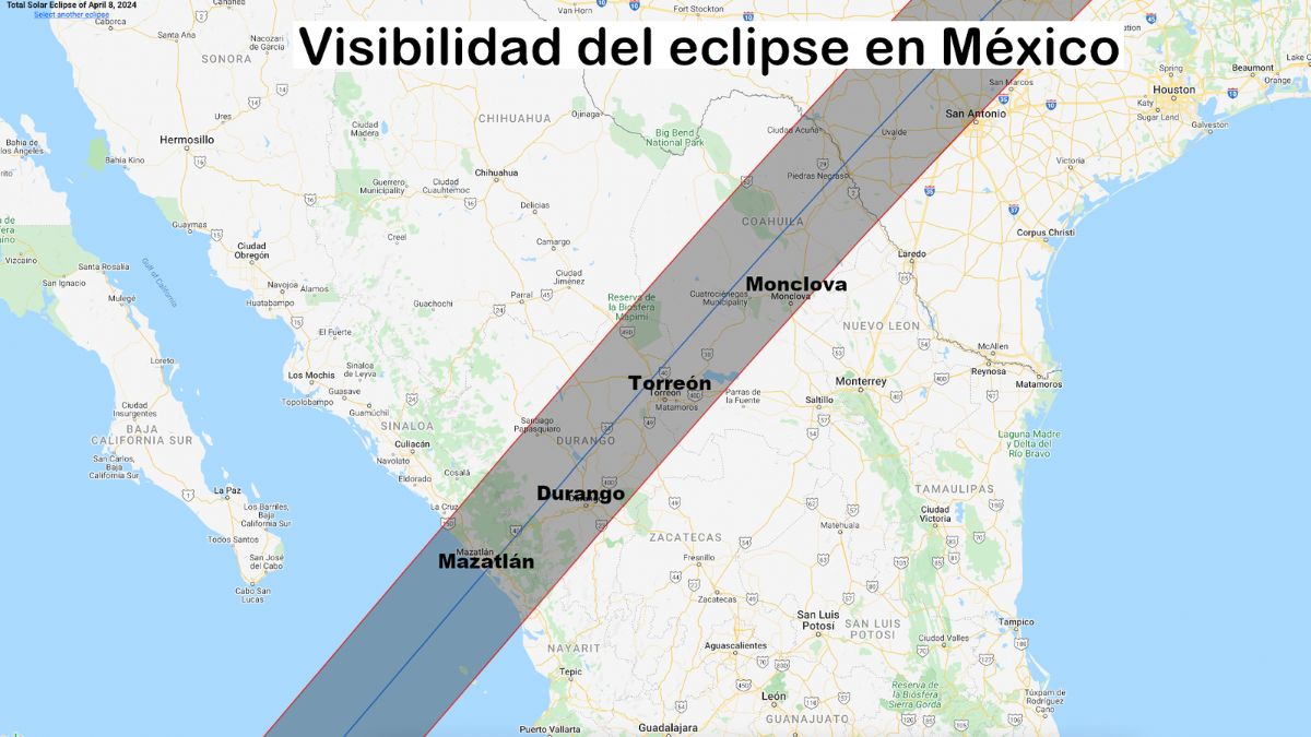 RECORRIDO DEL ECLIPSE TOTAL DE SOL 2024