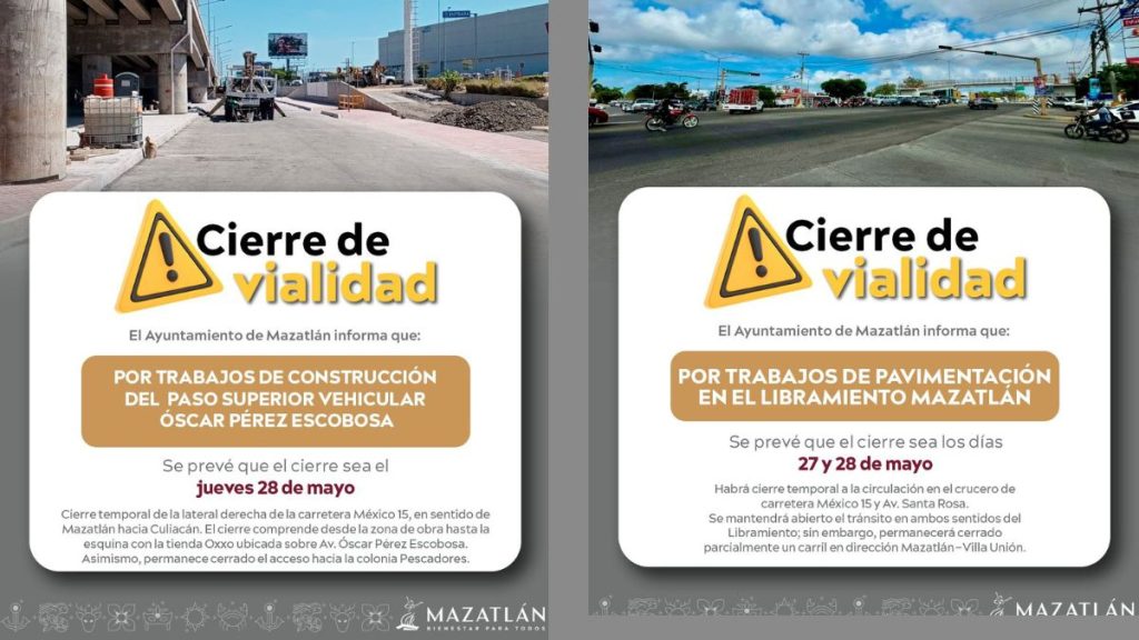 CIERRAN TRAMOS AVENIDAS MAZATLÁN